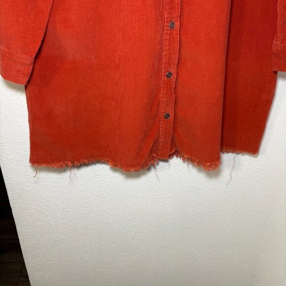 Jodifl Corduroy Shacket Long Sleeve Raw Hem Long Oversized Size Small - Picture 3 of 7